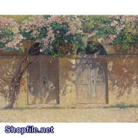 TSD3590 - Tranh sơn dầu hoa giấy trước nhà